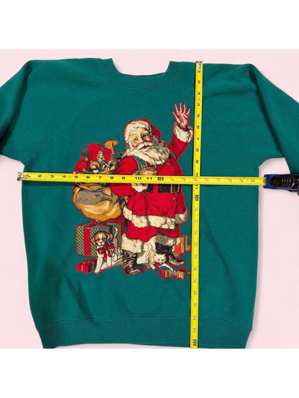 Vintage 80s Hanes Santa Christmas Graphic Sweatshirt Made in USA Large - Picture 5 of 6